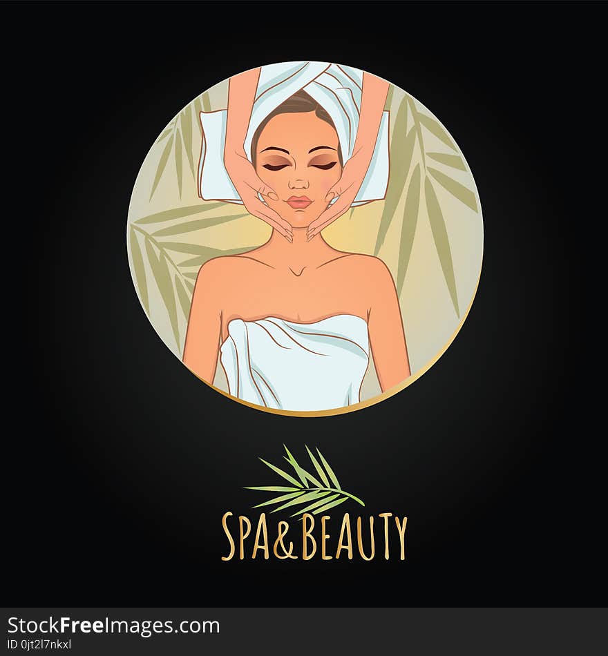 Vector illustration on the theme of beauty, self-care, spa center, relaxation. Can be used for business cards, flyers, beauty salons. Vector illustration on the theme of beauty, self-care, spa center, relaxation. Can be used for business cards, flyers, beauty salons.