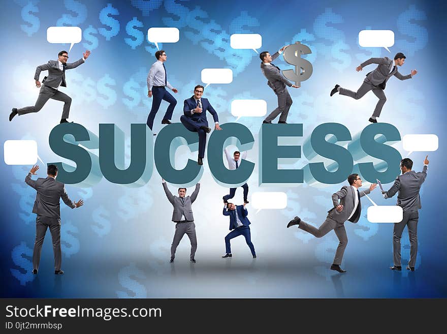 The businessmen in success business concept