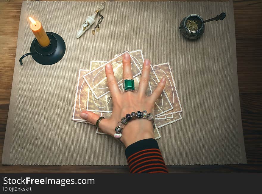 Tarot cards. Future reading. Fortune teller concept.