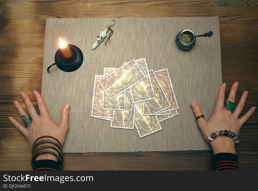 Tarot cards. Future reading. Fortune teller concept.