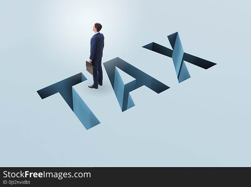 The businessman in tax financial and business concept