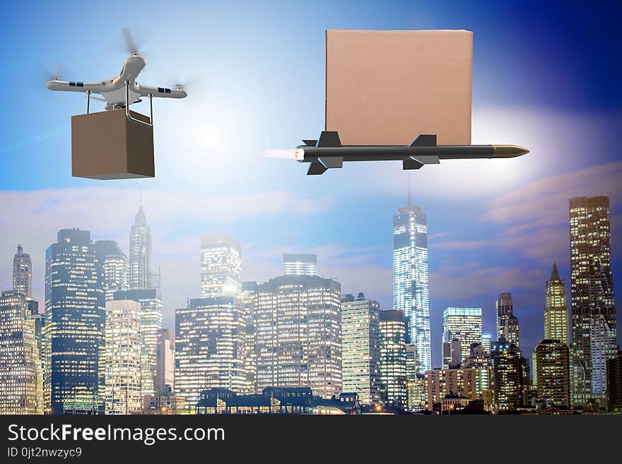 The various modern delivery methods with rockets and drone