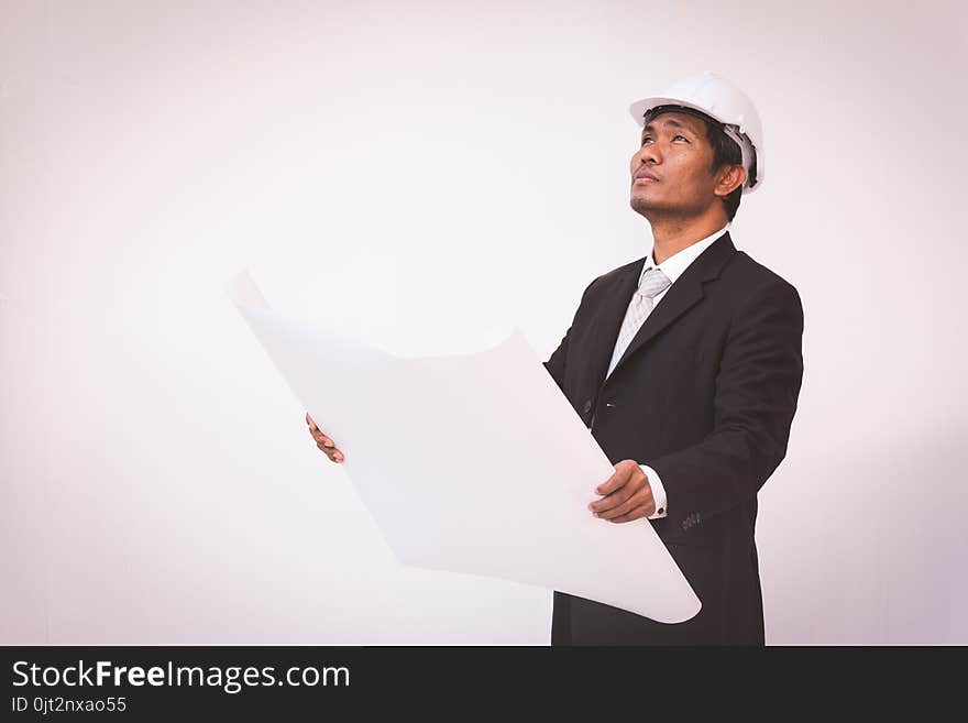 Businessman planning construction project