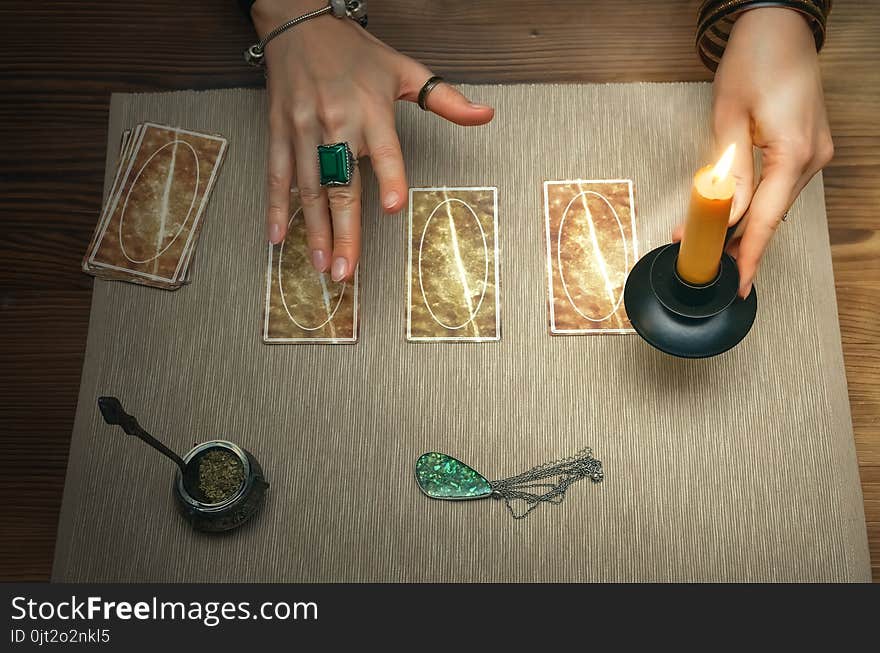 Tarot cards. Future reading. Fortune teller concept.