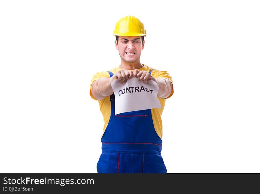 Worker isolated on the white background