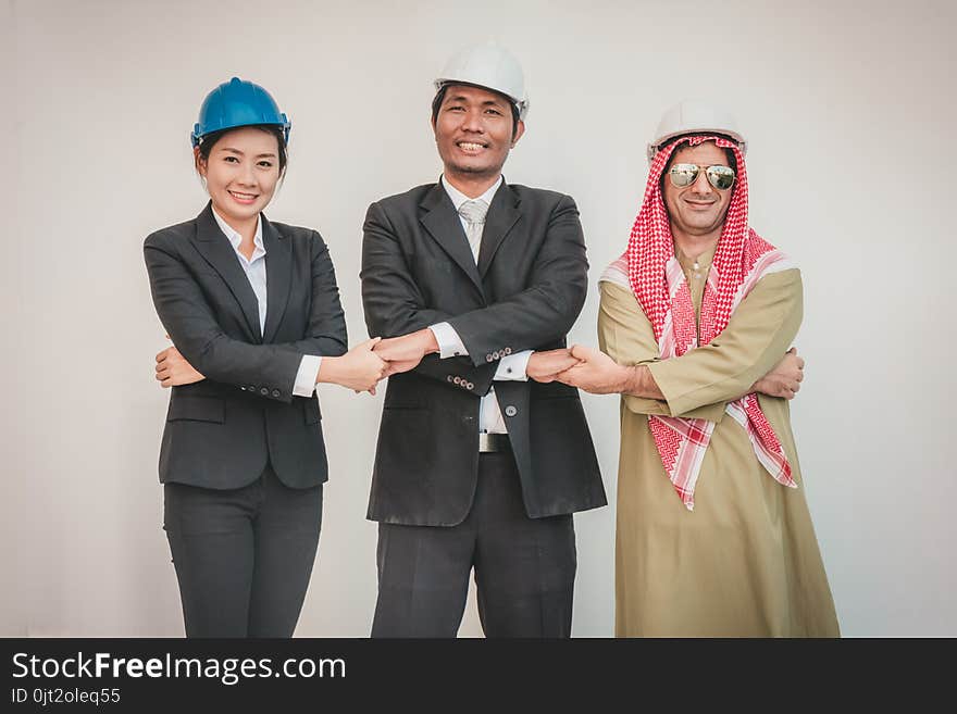 Business team construction engineer architect and worker. teamwork Concept