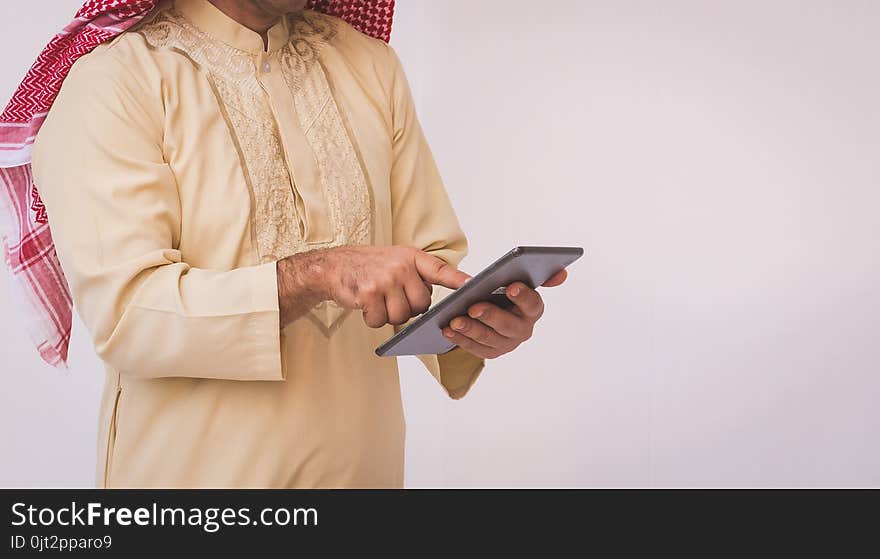 Arab Businessman Useing On A Mobile Phone