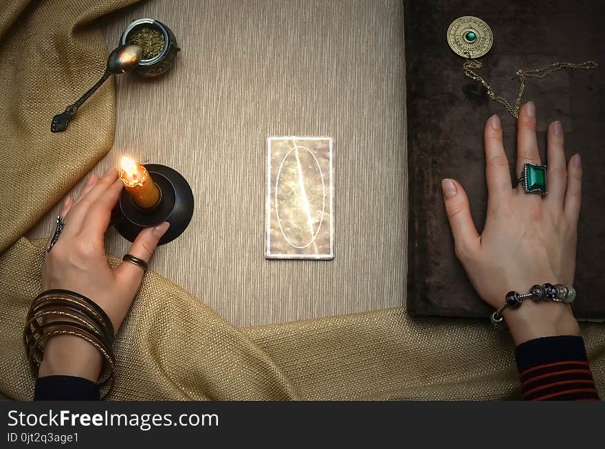 Book Of Magic. Future Reading. Book Of Magic On Fortune Teller Concept.