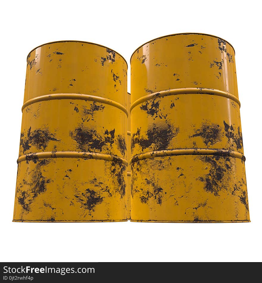 Old rust metal barrel oil isolated on white background. 3d render illustration