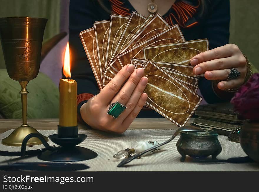 Tarot cards. Future reading. Fortune teller concept.