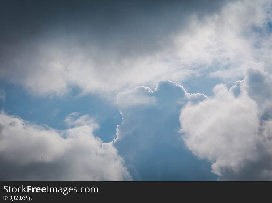 Heavy grey clouds in the sky before the rain.