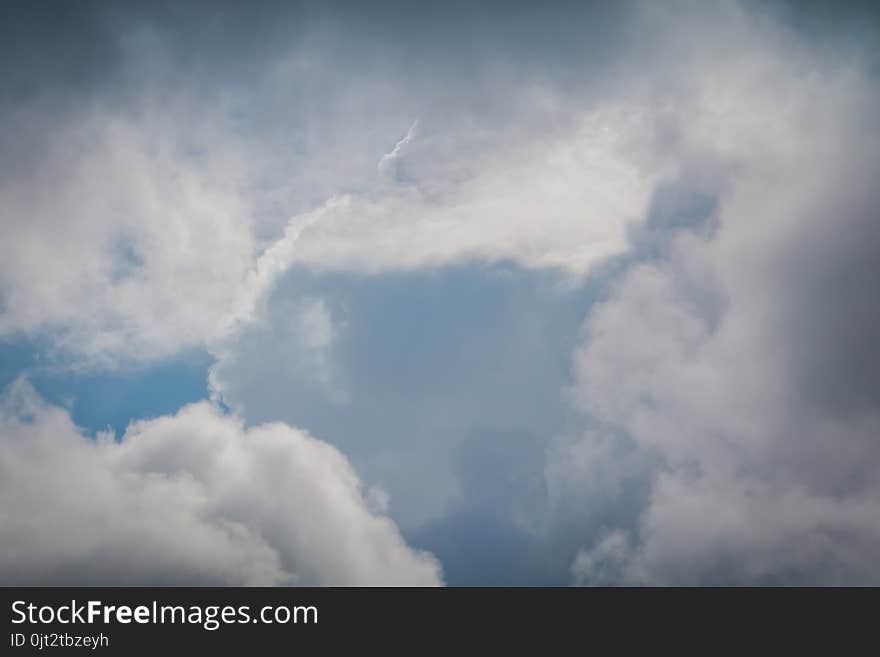 Heavy grey clouds in the sky before the rain.