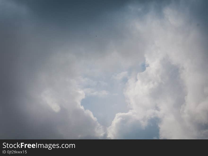 Heavy grey clouds in the sky before the rain.