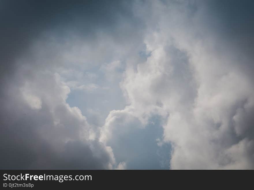 Heavy grey clouds in the sky before the rain.