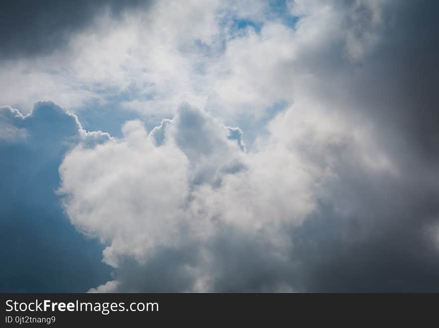 Heavy grey clouds in the sky before the rain.