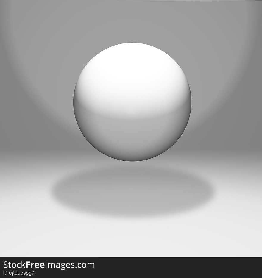 3D floating sphere in a white room