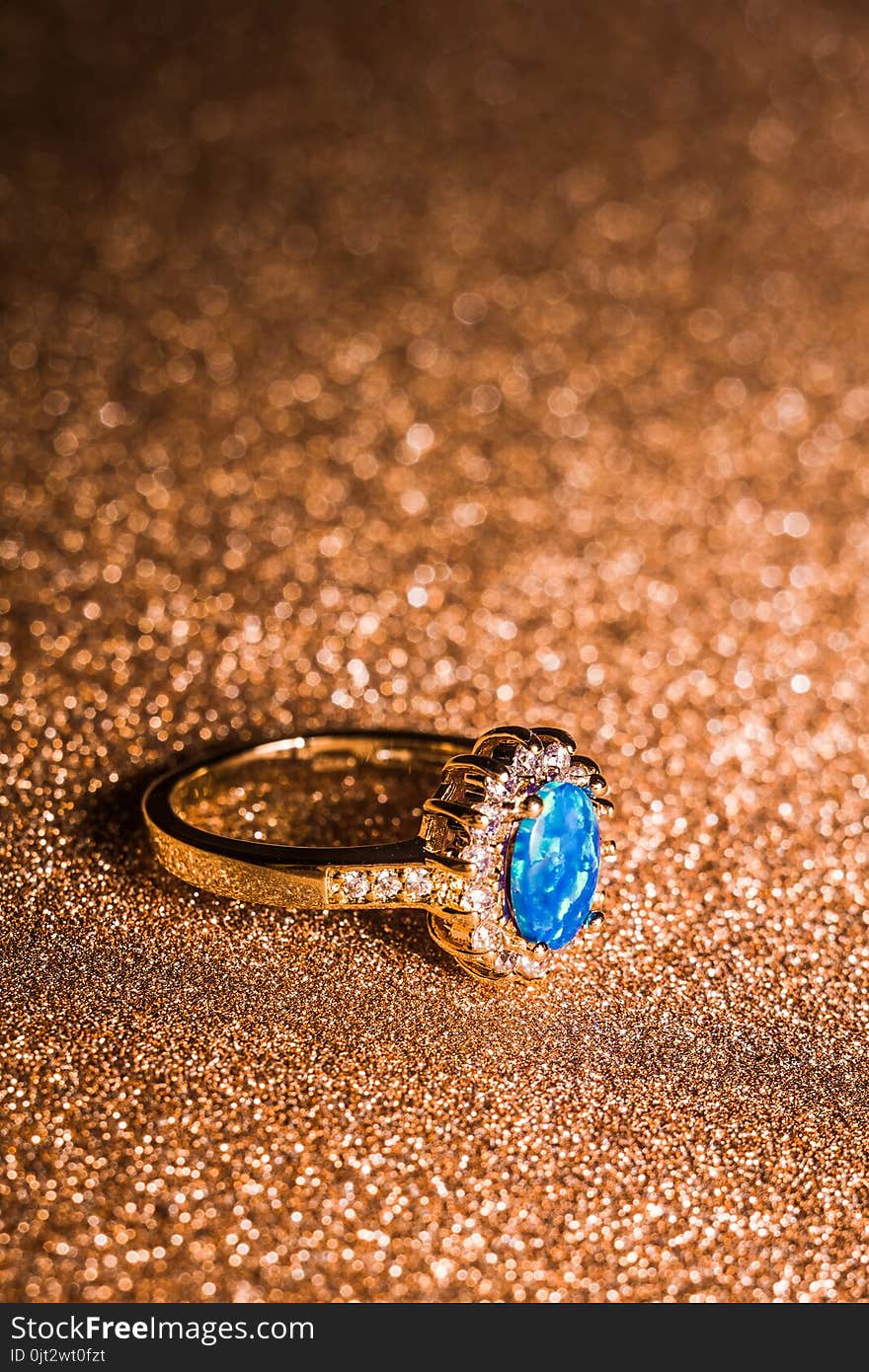 Gold Ring With Blue Opal