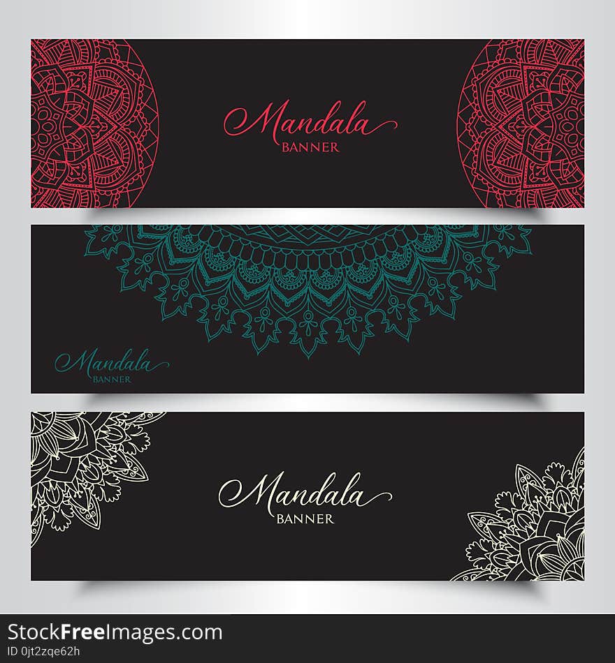 Banners with decorative mandala designs