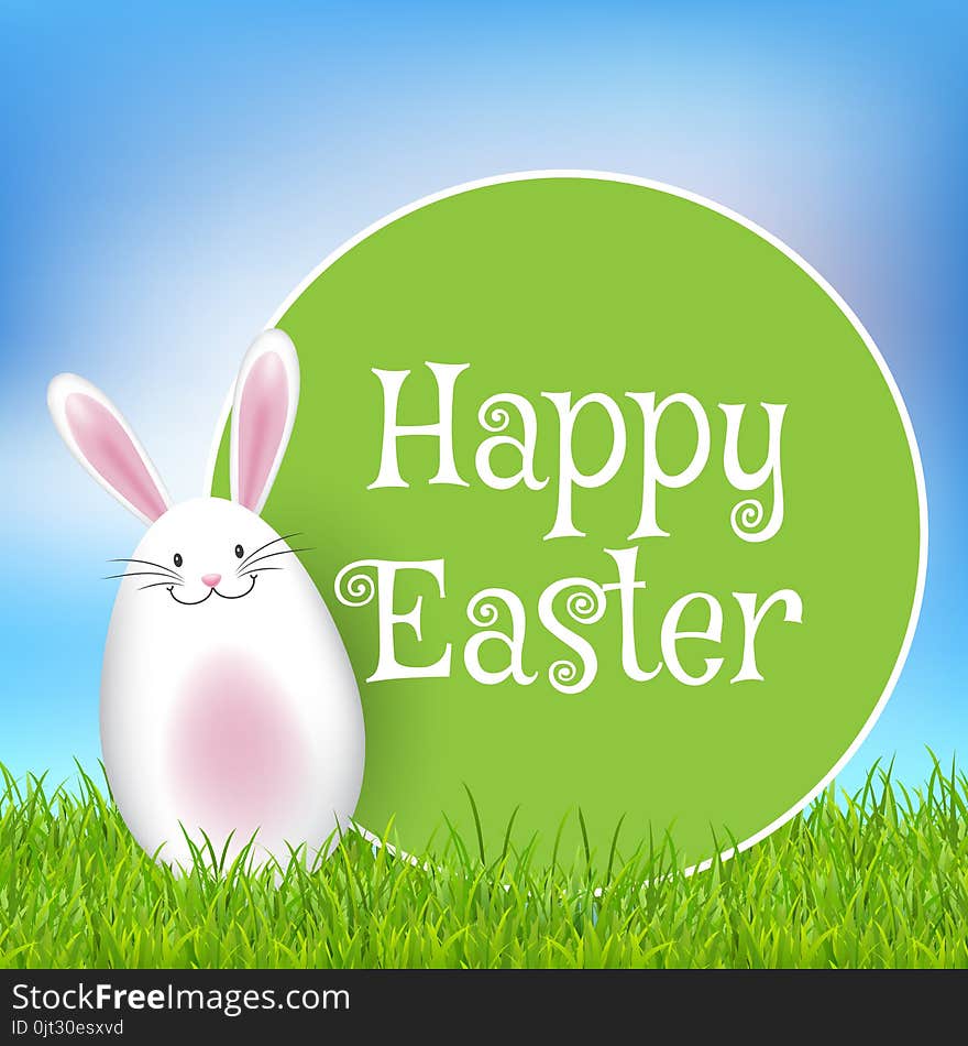 Easter background with cute bunny in grass