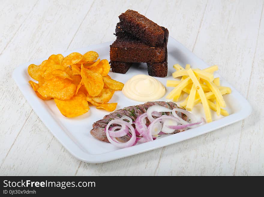 Snack mix - bread, chips and harring