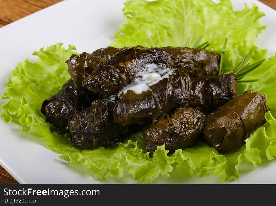 Dolma - stuffed meat in grape leaves