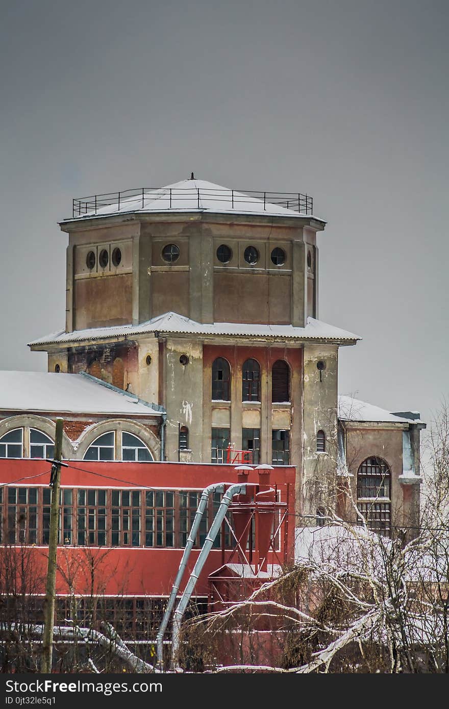 Old factory building in the winter