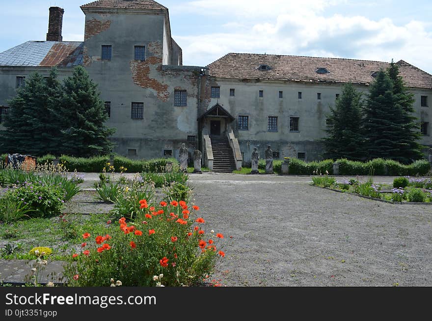 Old castle with sculptures