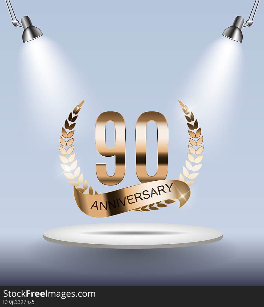 Template Logo 90 Years Anniversary Vector Illustration