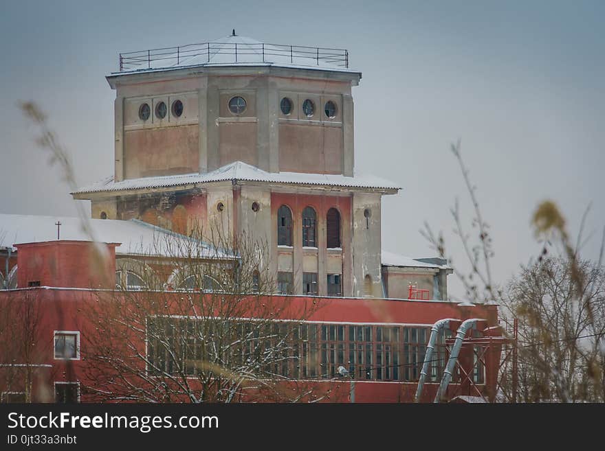 Old factory building in the winter