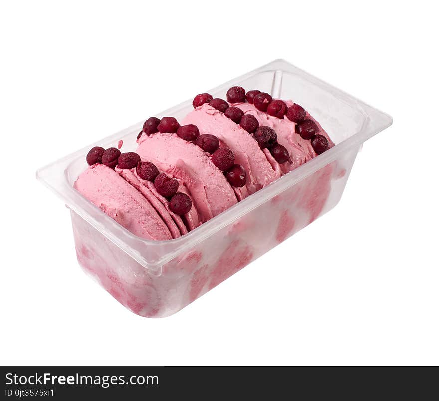 Cherry italian gelato ice cream isolated on white. Cherry italian gelato ice cream isolated on white.