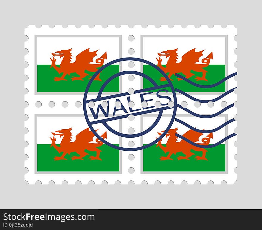 Wales Flag On Postage Stamps