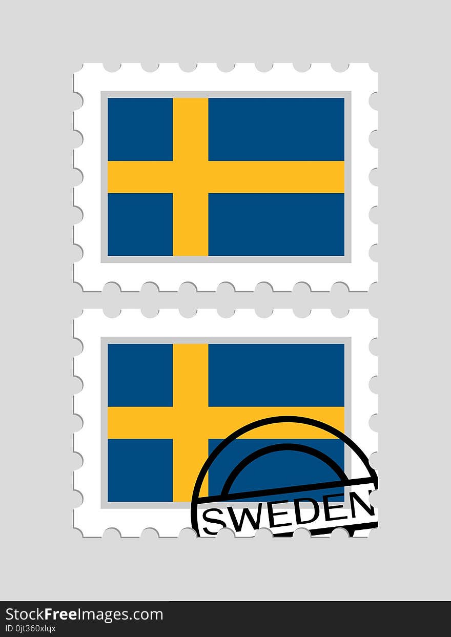 Sweden flag on postage stamps