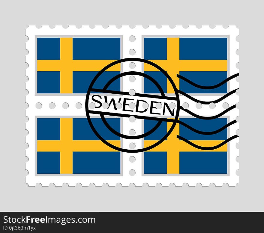 Sweden Flag On Postage Stamps