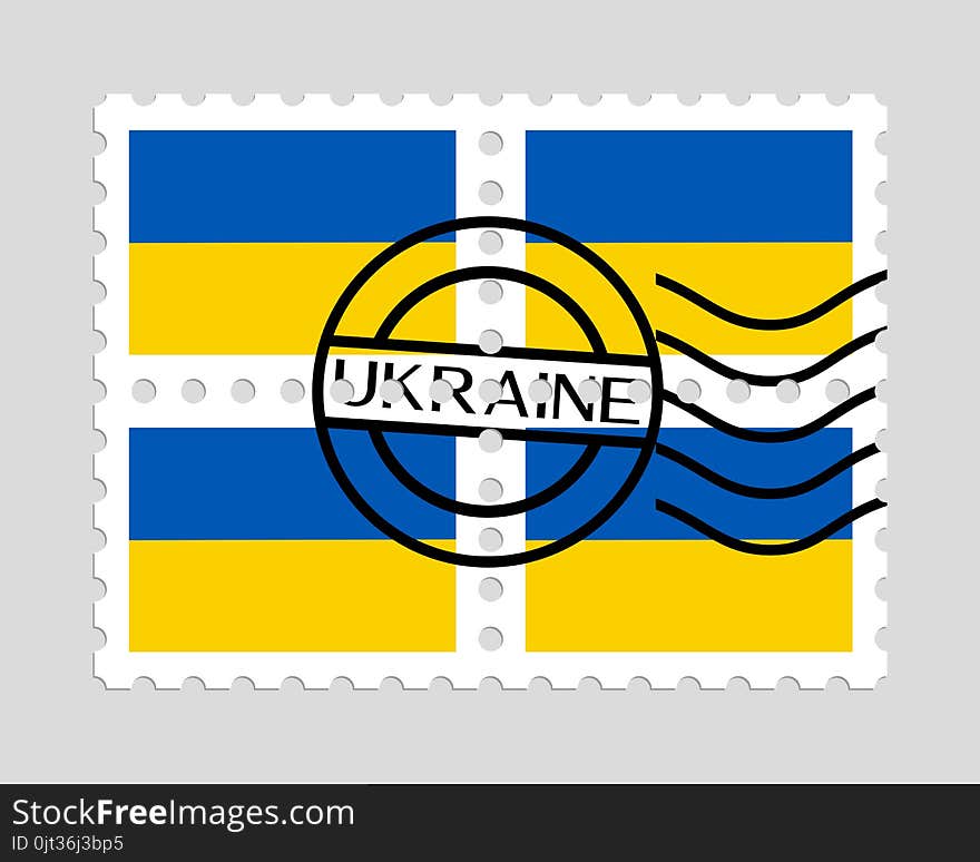 Ukraine flag on postage stamps