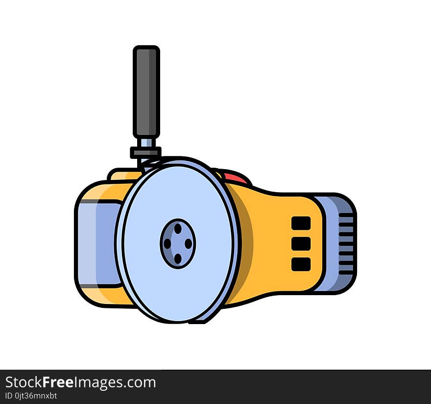 Angle grinder construction electric tool. Flat style icon of angle grinder. Vector illustration.