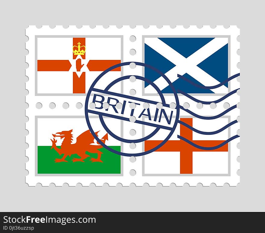 England, Northern Ireland, Scotland And Wales Flags On Postage S