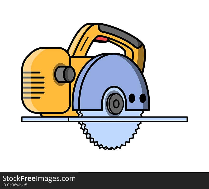 Circular saw construction electric tool. Flat style icon of circular saw. Vector illustration.