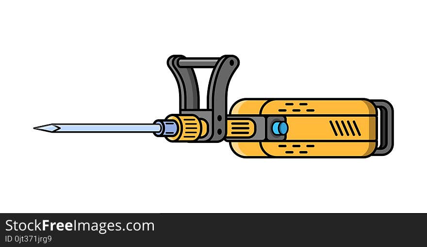 Jachhammer Construction Electric Tool. Flat Style Icon Of Jachhammer