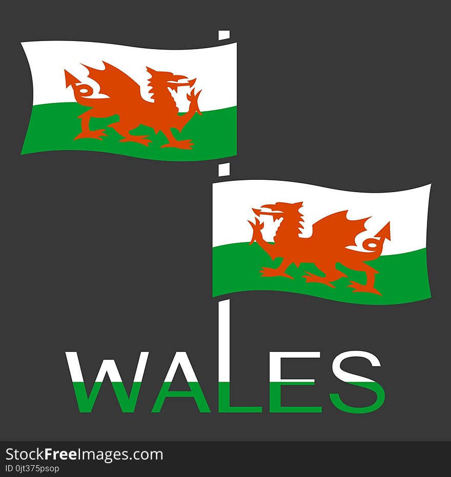 Wales national flag. Vector illustration