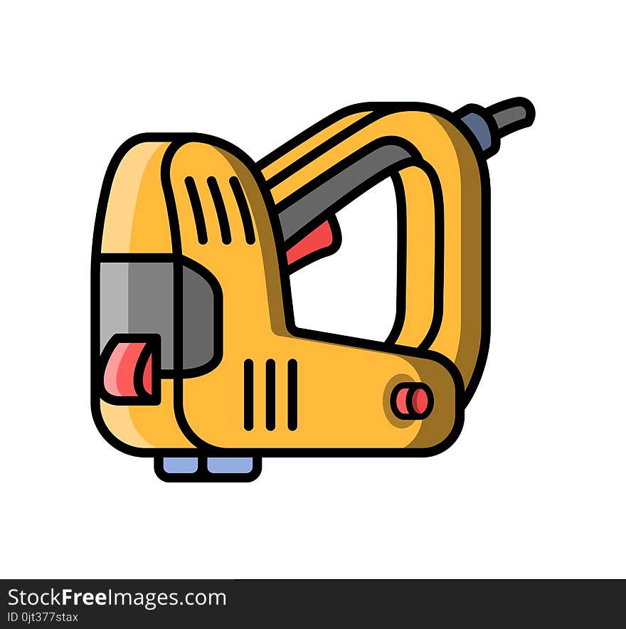 Stapler construction electric tool. Flat style icon of stapler. Vector illustration.