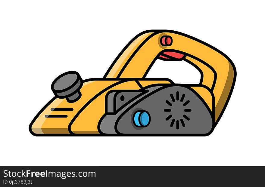 Jointer construction electric tool. Flat style icon of jointer. Vector illustration.