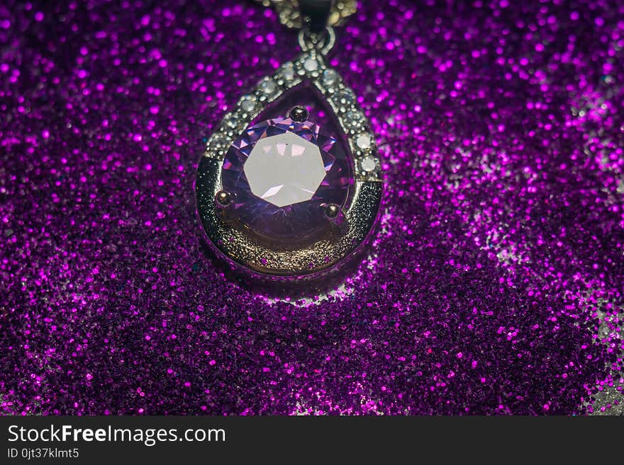 Silver Pendant with Purple Zircon