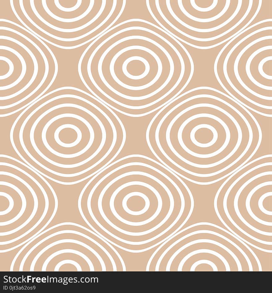 Beige And White Geometric Ornament. Seamless Pattern