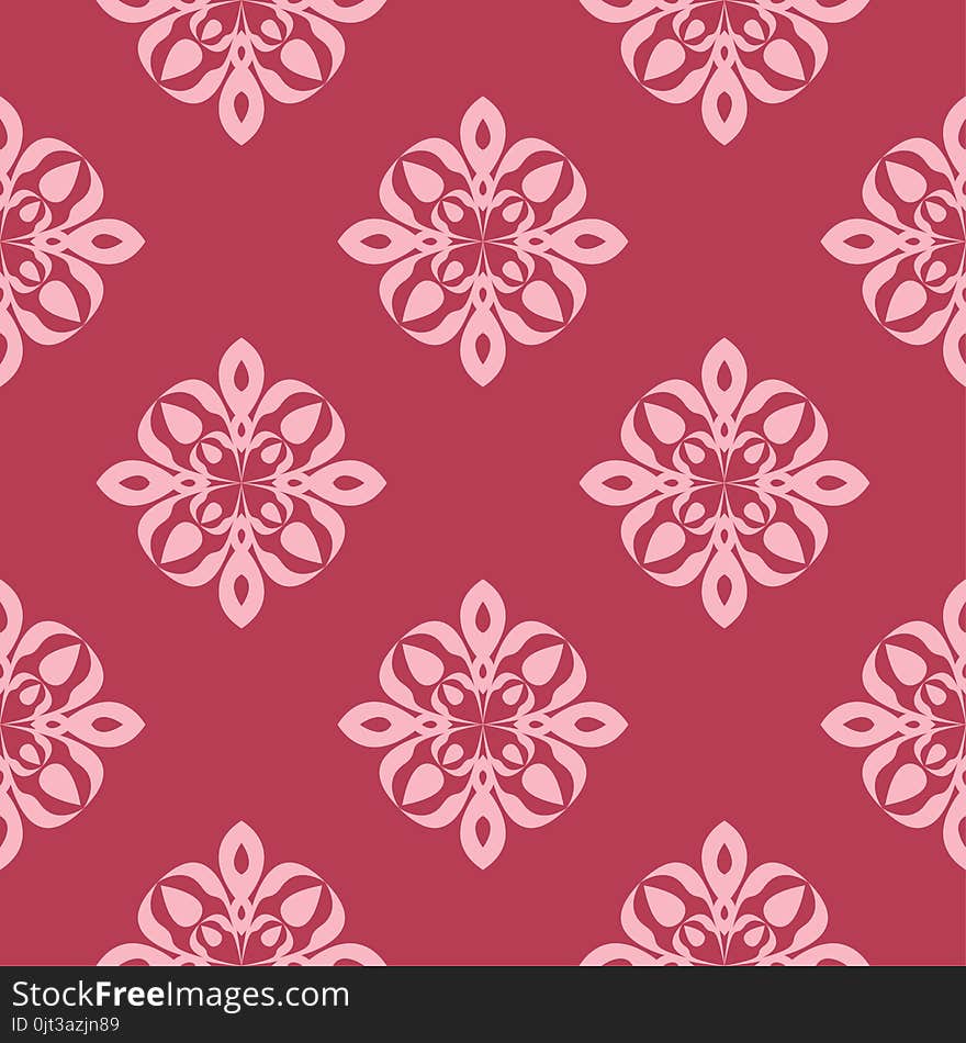 Floral Seamless Pattern On Red Background