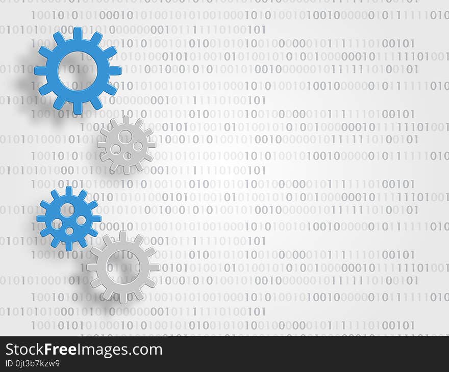 Gears on background of digits represent concept of innovation and engineering. Technology background. Vector illustration