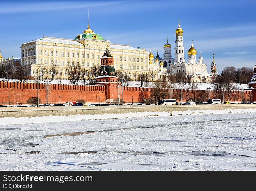 Moscow. Russia. The Grand Kremlin Palace on the banks of the Moscow river.