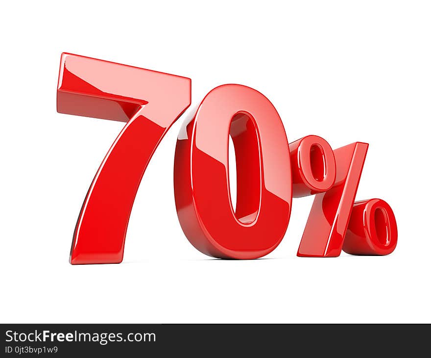 Seventy Red Percent Symbol. 70 Percentage Rate. Special Offer D