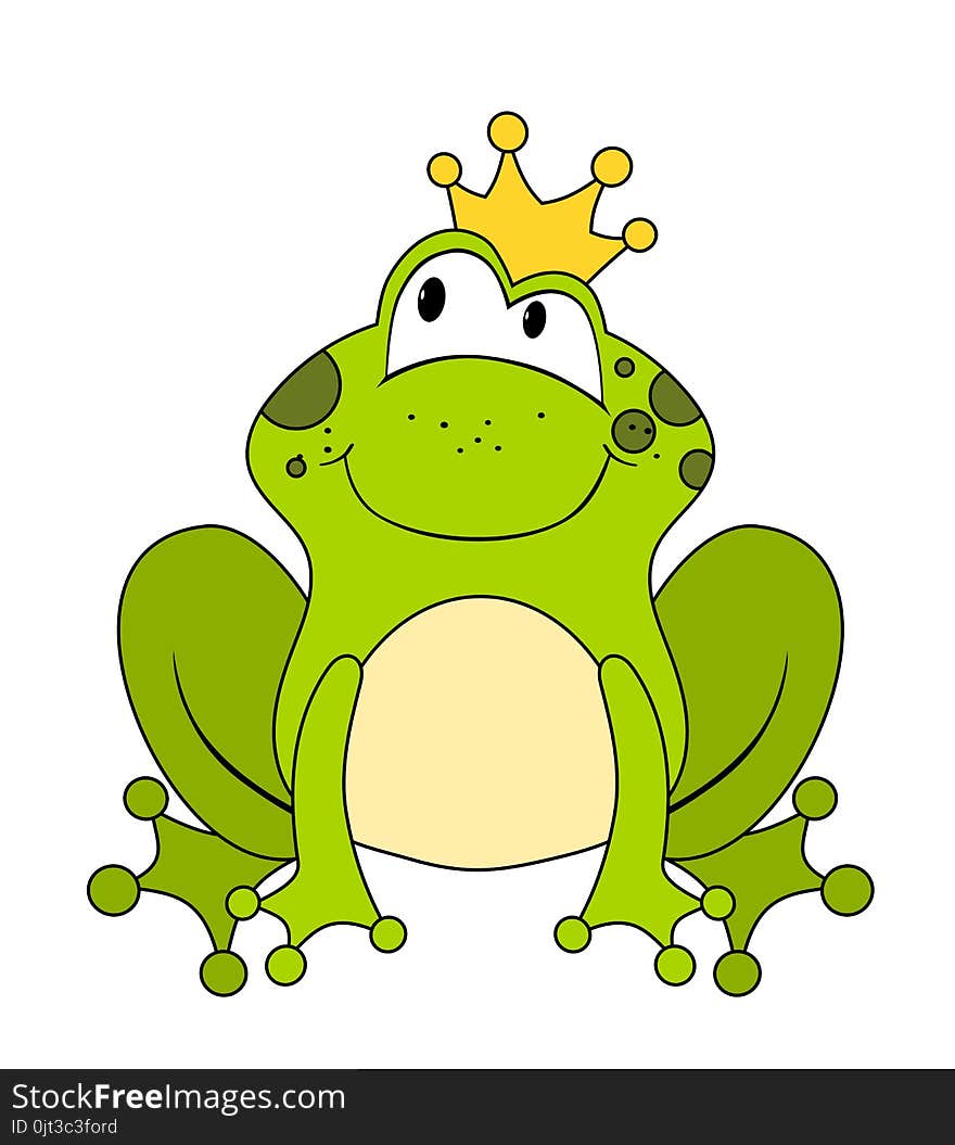 Cute Cartoon Frog Princess Or Prince Isolated On White