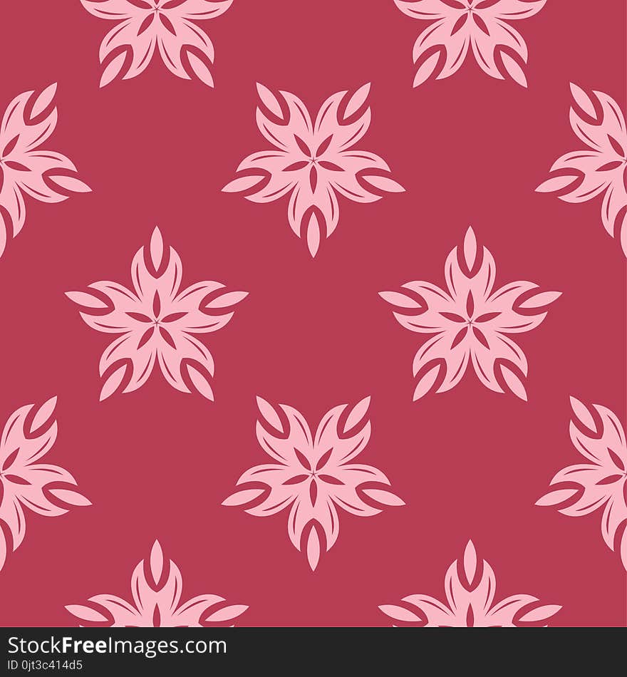 Floral ornament on red background. Seamless pattern for textile and wallpapers. Floral ornament on red background. Seamless pattern for textile and wallpapers