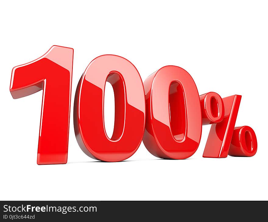 Hundred red percent symbol. 100 percentage rate. Special offer